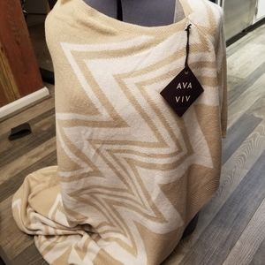 Plus Size OSFA Brown Patterned Shawl